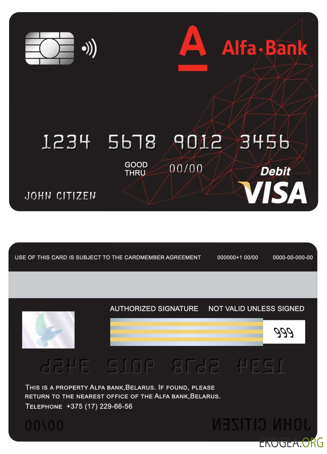 Carte visa de la banque Alfa de Biélorussie